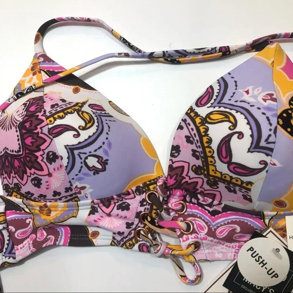 Hula Honey LILAC Paisley Bikini Swim Top